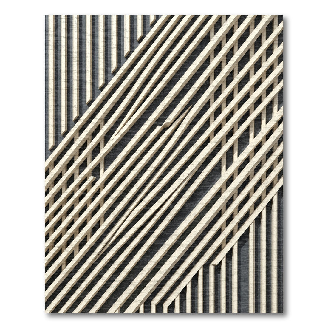 Diagonal Cream Linear Geometric Abstract Rug