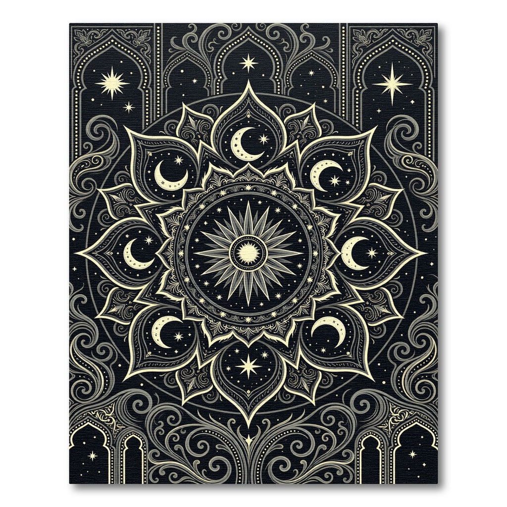 Celestial Black and Gold Mandala Rug