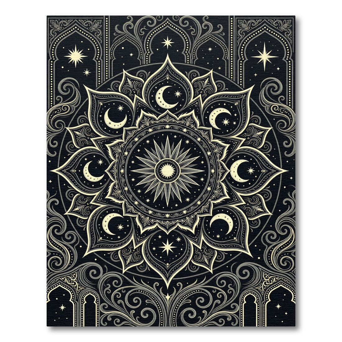 Celestial Black and Gold Mandala Rug