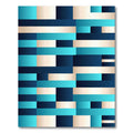 Modern Geometric Teal and Navy Stripe Rug