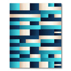 Modern Geometric Teal and Navy Stripe Rug