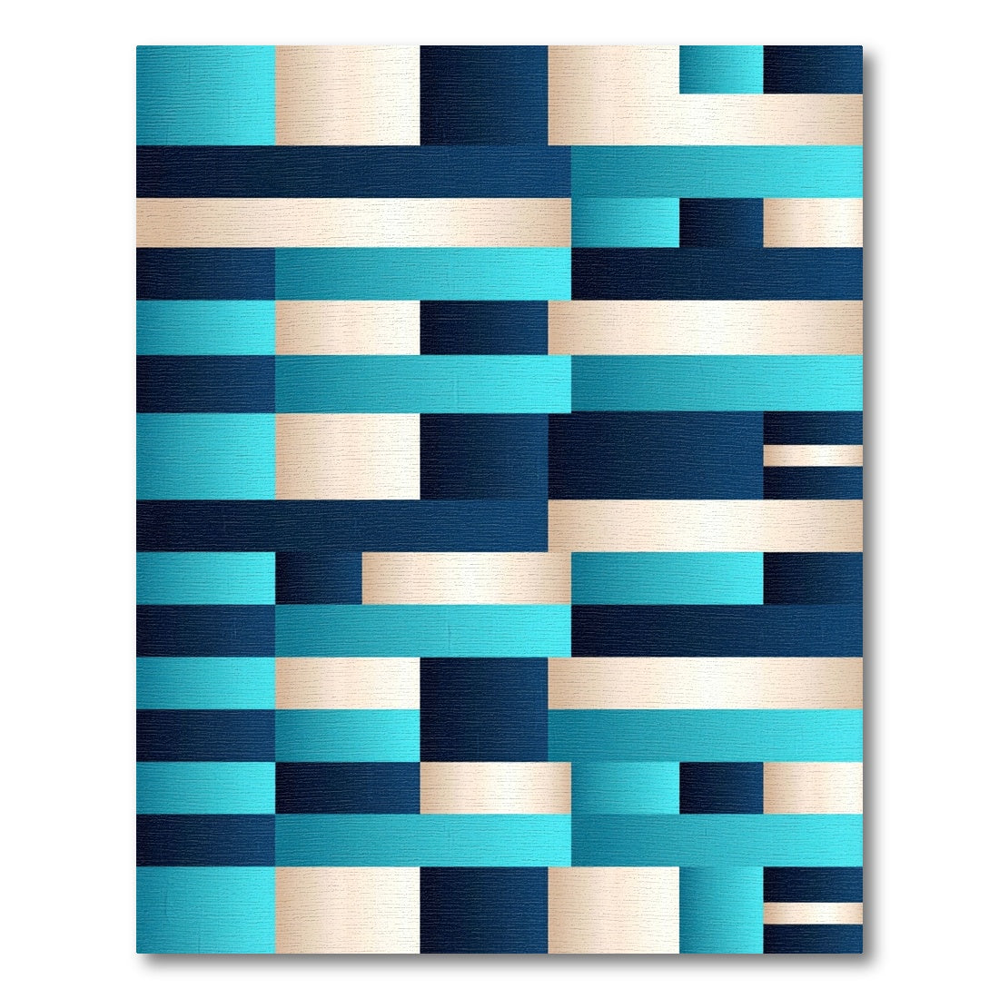Modern Geometric Teal and Navy Stripe Rug