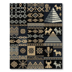 Ancient Egyptian Geometric Chain Creatures Rug