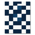 Navy White Tile Checkerboard Rug