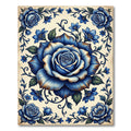 Vintage Navy Rose Floral Medallion Rug