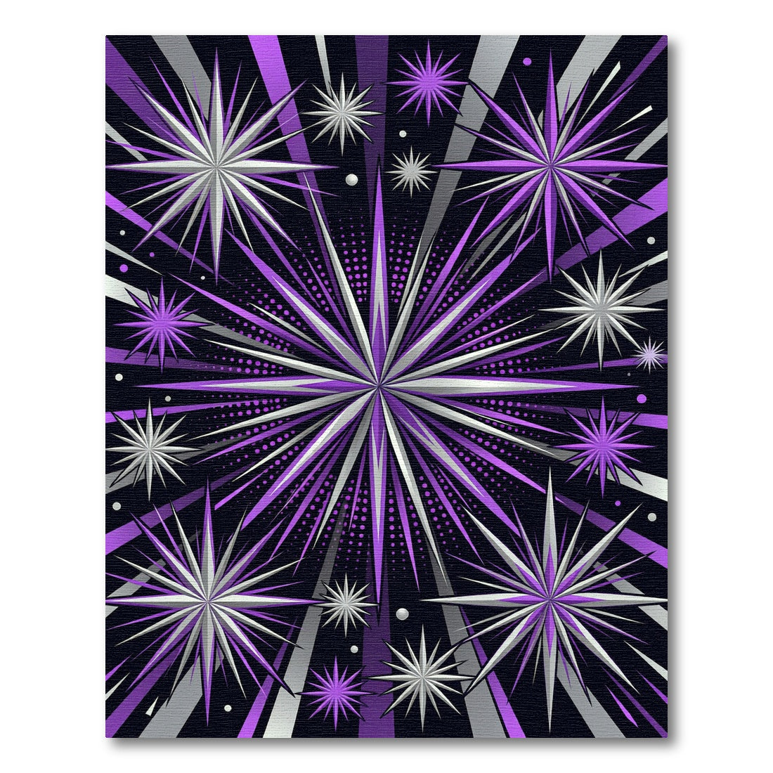Radiant Purple Silver Star Explosion Rug