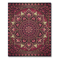 Crimson Floral Mandala Circular Ornament Rug