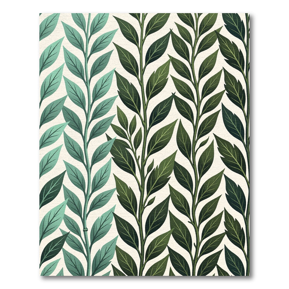 Teal Jade Branch Leaf Pattern Rug