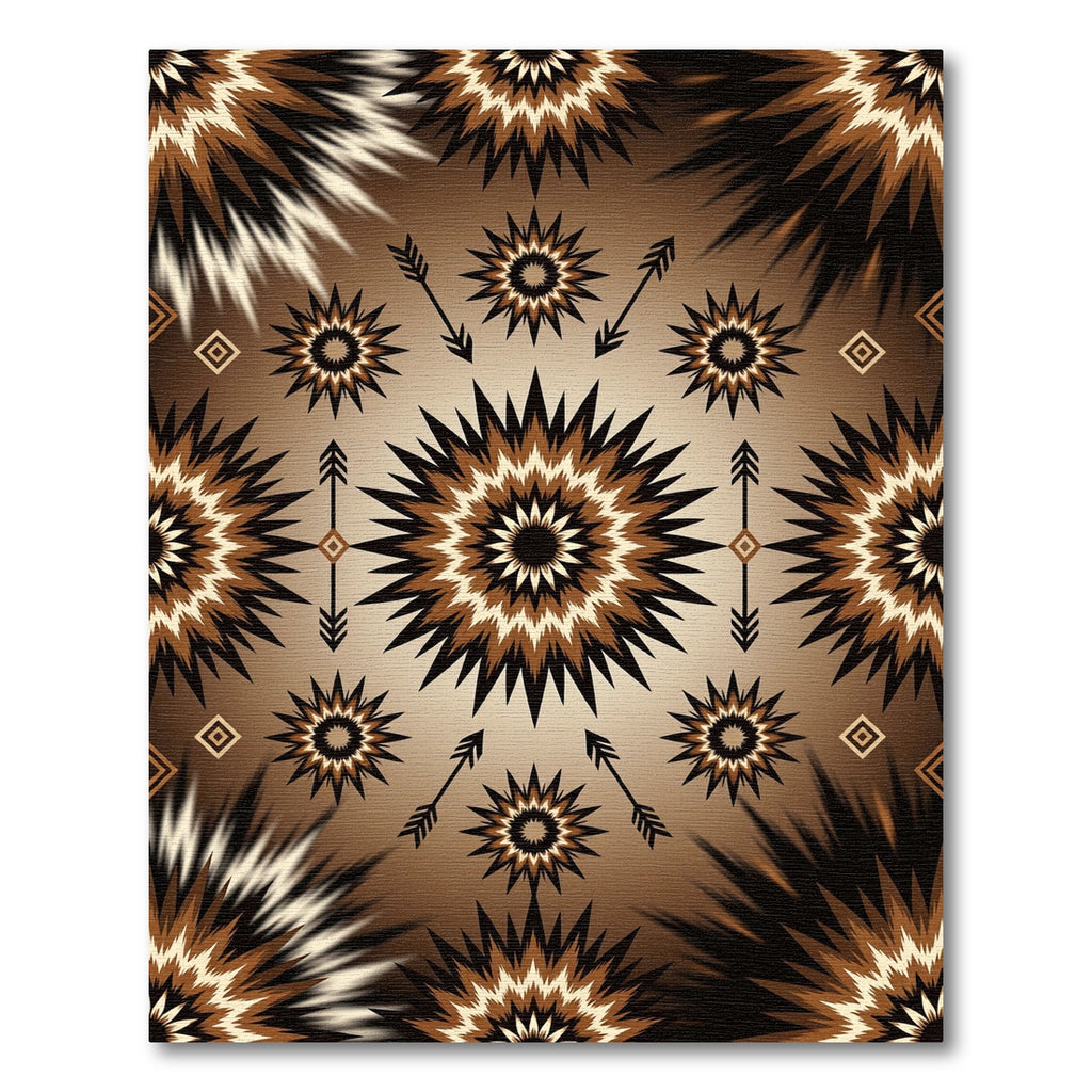 Earthy Brown Southwestern Sunburst Star Rug