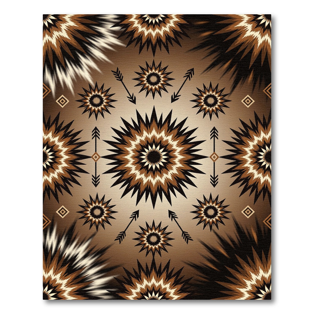 Earthy Brown Southwestern Sunburst Star Rug