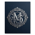 Elegant Silver Monogram Circular Emblem Rug