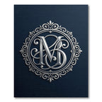 Elegant Silver Monogram Circular Emblem Rug