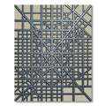 Modern Steel Geometric Grid Rug