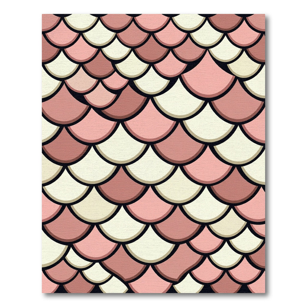 Blush Pink Cream Scalloped Fish Scale Rug