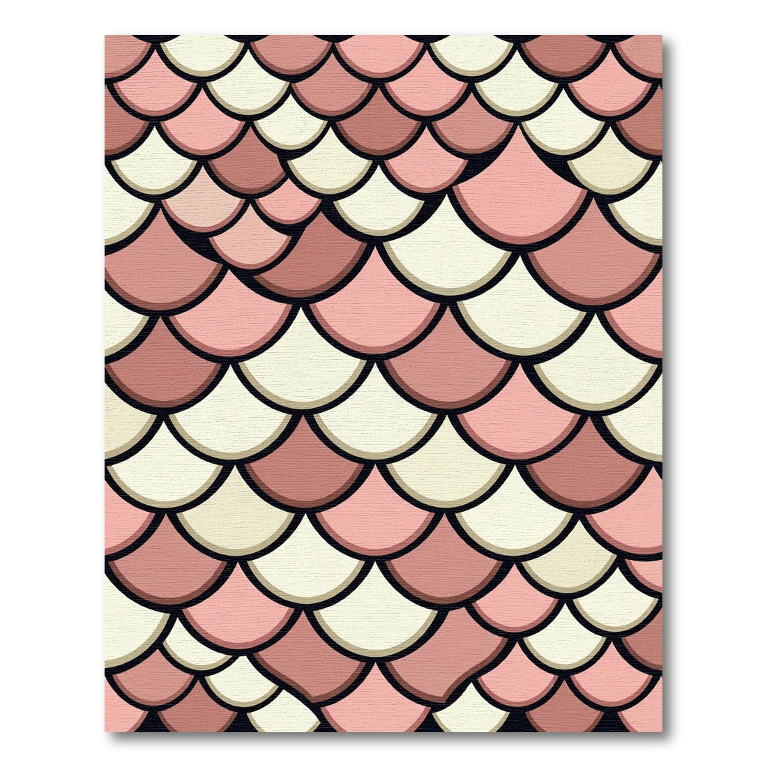 Blush Pink Cream Scalloped Fish Scale Rug