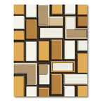 Modern Ochre Geometric Rectangles Rug