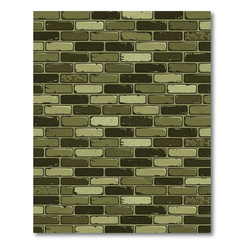 Industrial Olive Brick Stack Wall Rug
