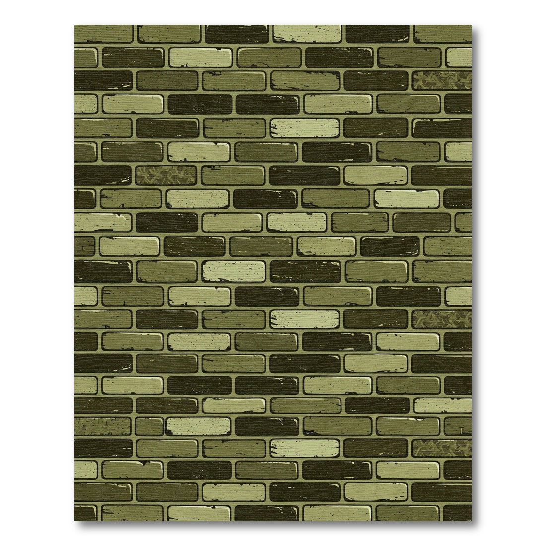 Industrial Olive Brick Stack Wall Rug