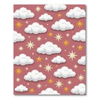 Whimsical Dusty Rose Cloudy Celestial Night Rug
