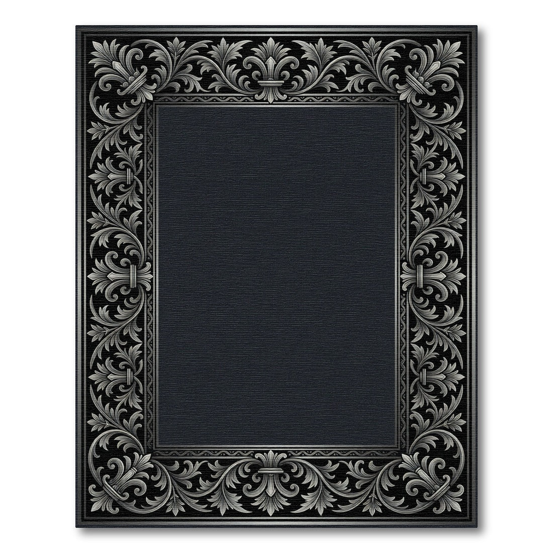 Ornate Charcoal Silver Acanthus Scroll Rug