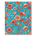 Orange Rose Poppy Floral Meadow Rug