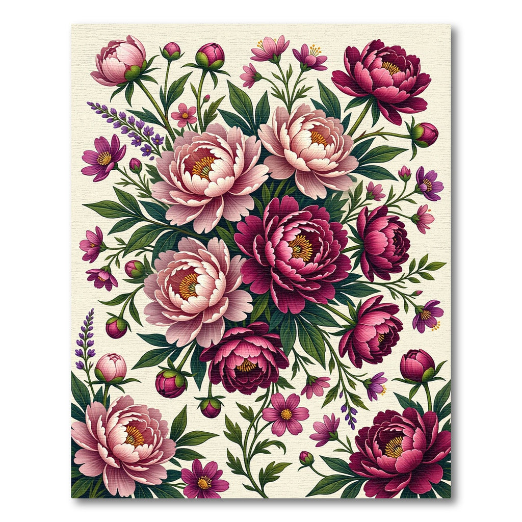Elegant Pink Floral Peony Bouquet Rug