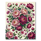 Elegant Pink Floral Peony Bouquet Rug