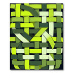 Abstract Woven Lime and Forest Grid Rug