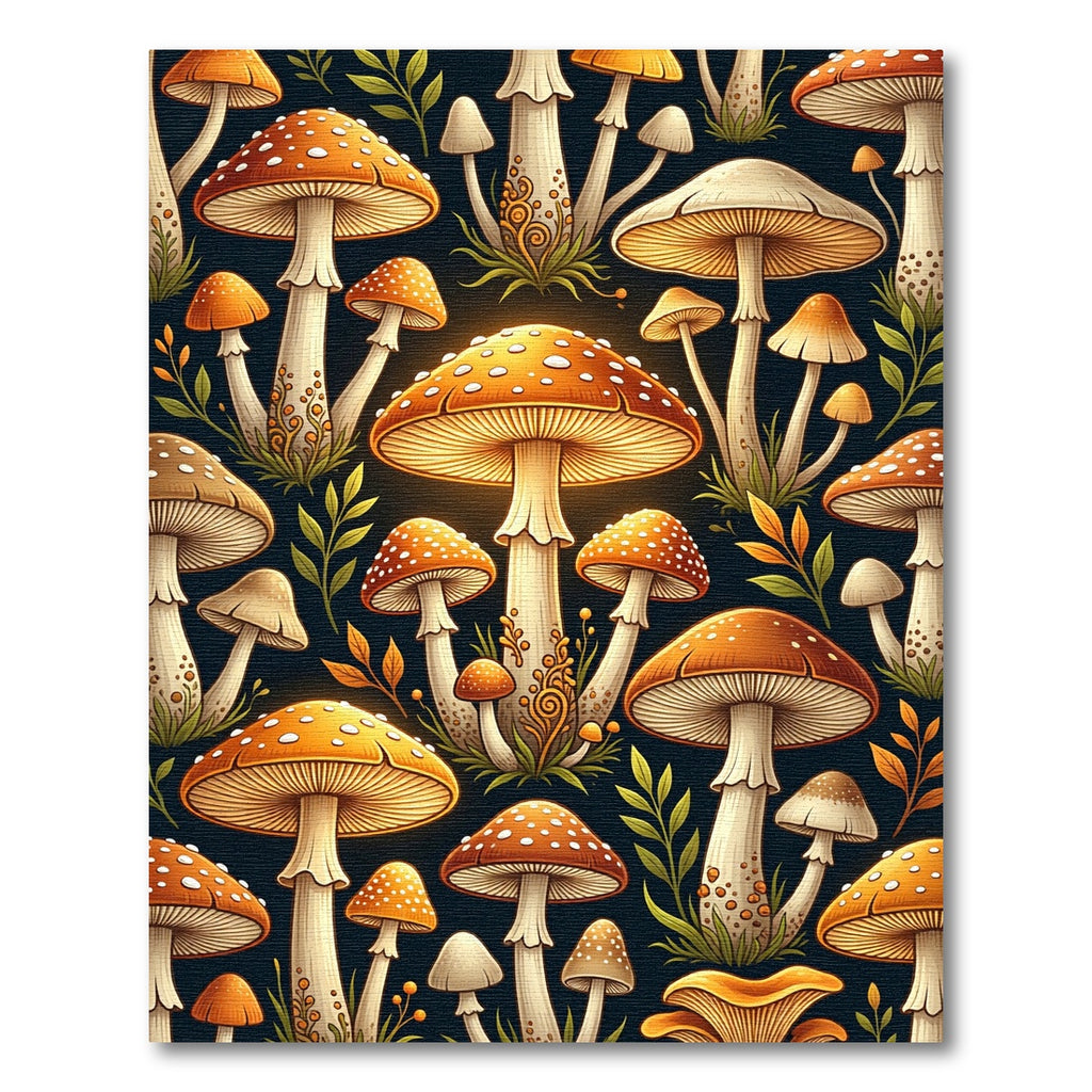 Glowing Toadstool Mushroom Forest Illustration Rug