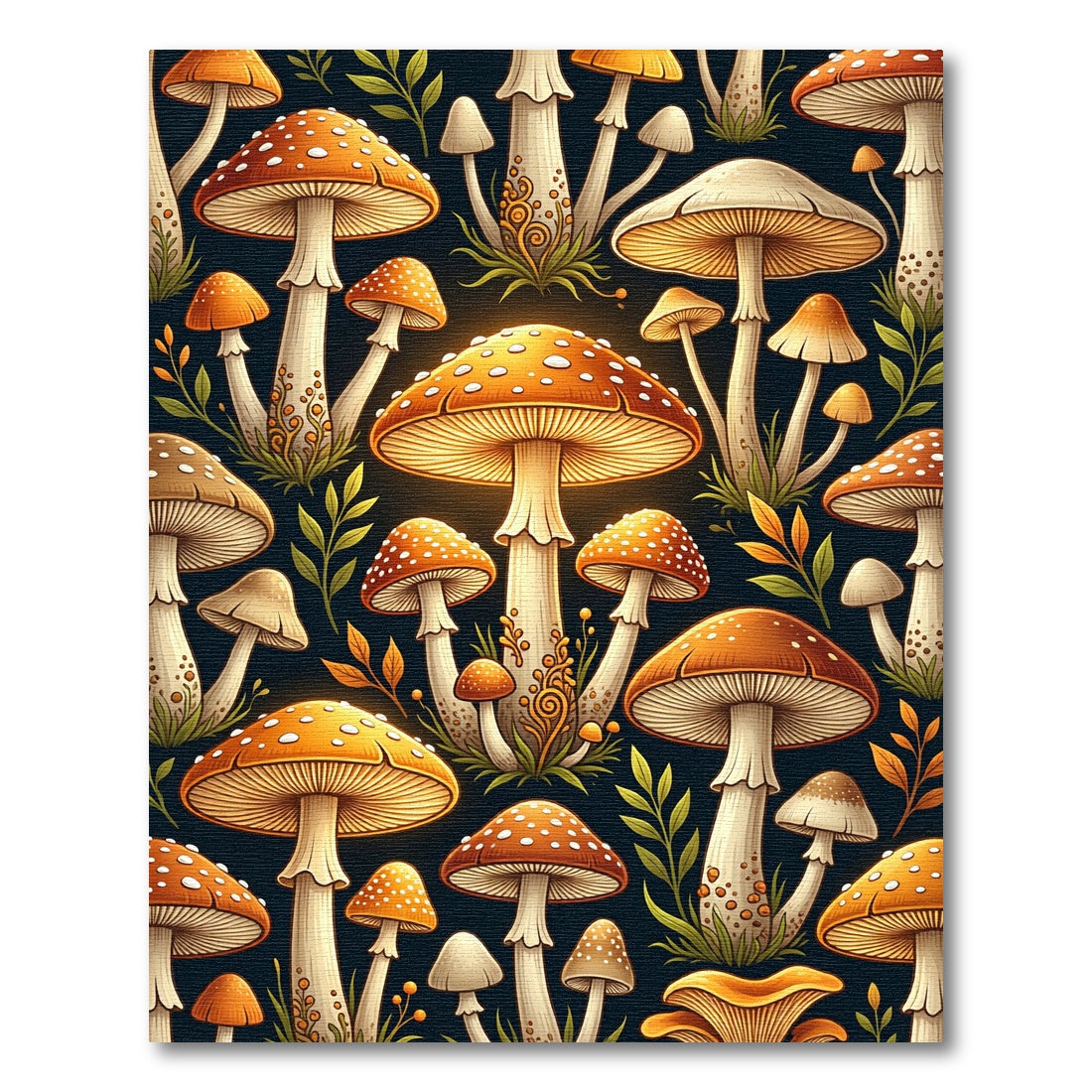 Glowing Toadstool Mushroom Forest Illustration Rug