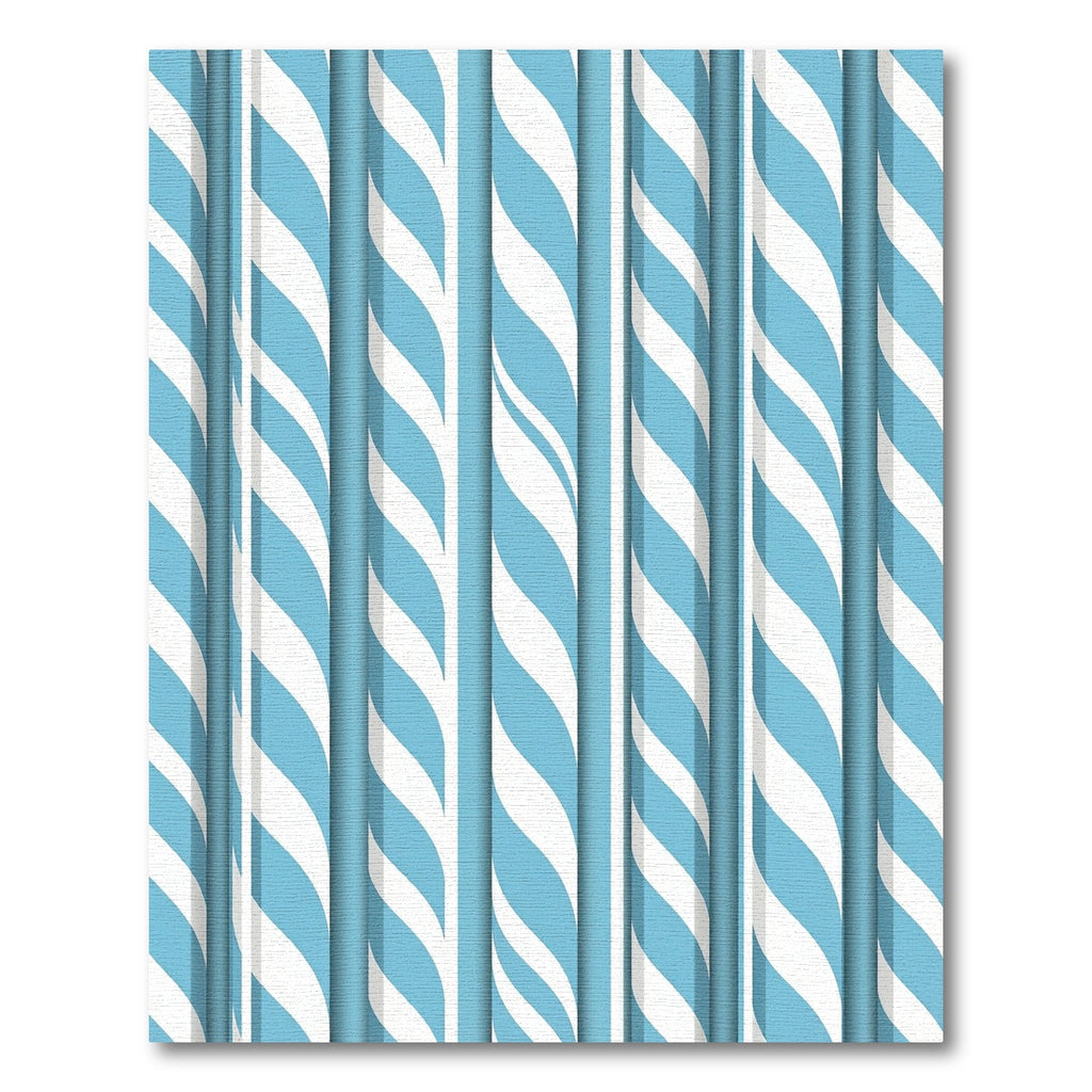 Sky Blue White Twisting Stripe Rug