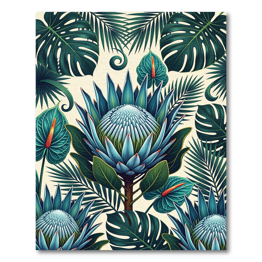 Blue Protea Tropical Foliage Delight Rug