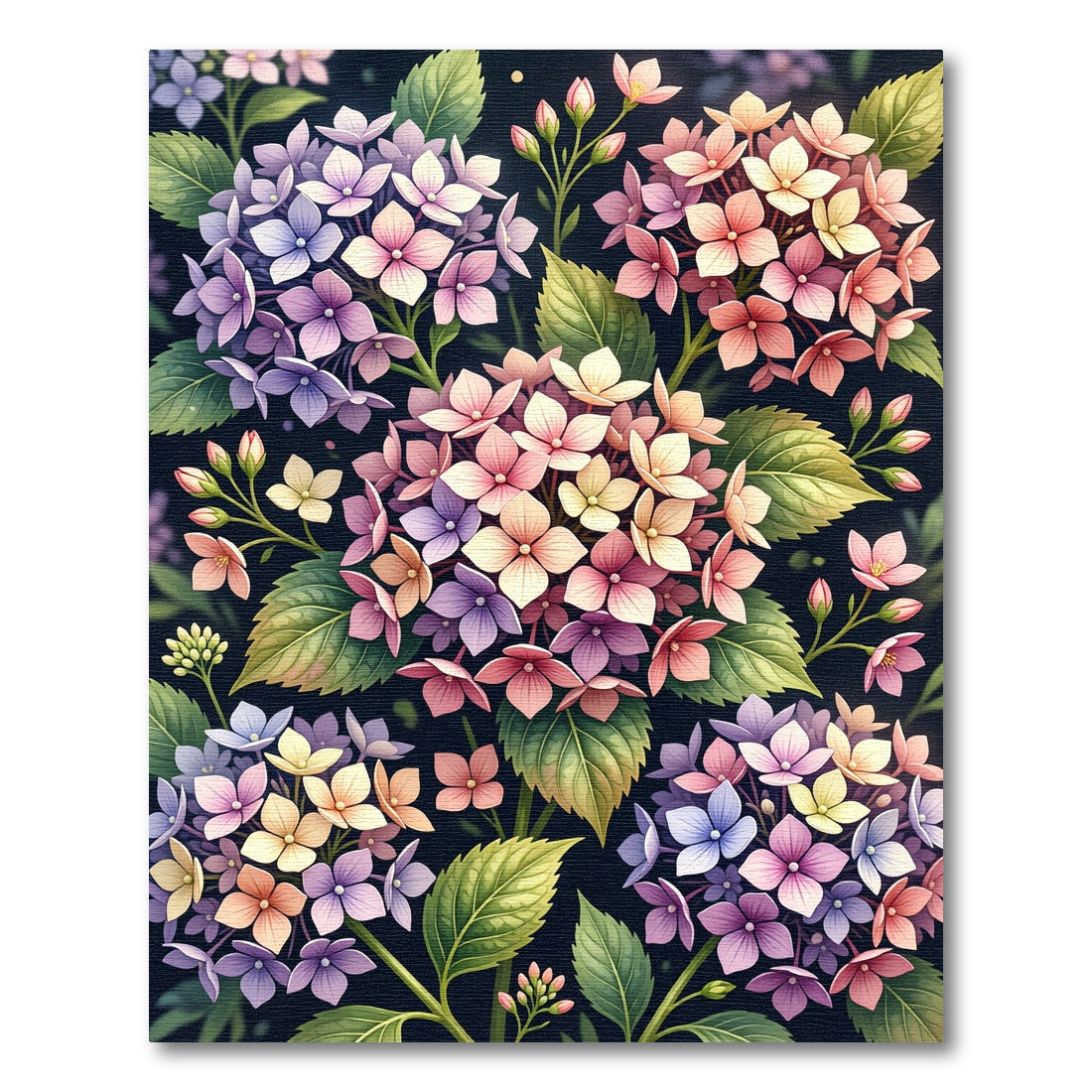 Vibrant Watercolor Hydrangea Floral Garden Rug