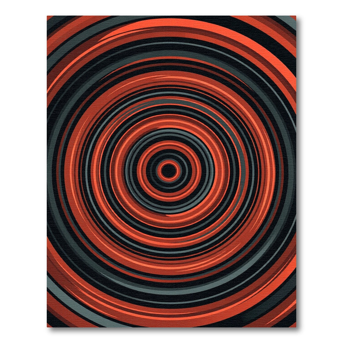 Bold Crimson Black Concentric Circular Rug