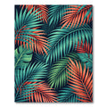 Vibrant Tropical Teal and Orange Foliage Rug