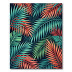 Vibrant Tropical Teal and Orange Foliage Rug