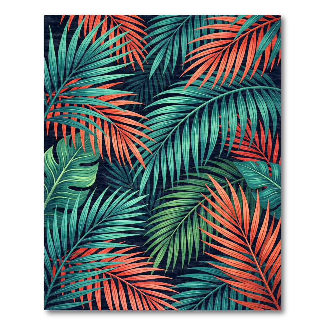 Vibrant Tropical Teal and Orange Foliage Rug