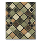 Ornate Earthy Geometric Damask Grid Rug