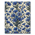 Vibrant Blue Floral Garden Arrangement Rug