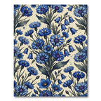 Vibrant Blue Floral Garden Arrangement Rug