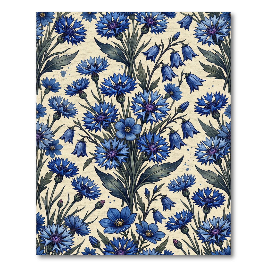 Vibrant Blue Floral Garden Arrangement Rug