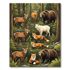 Enchanted Woodland Forest Wildlife Scene Rug