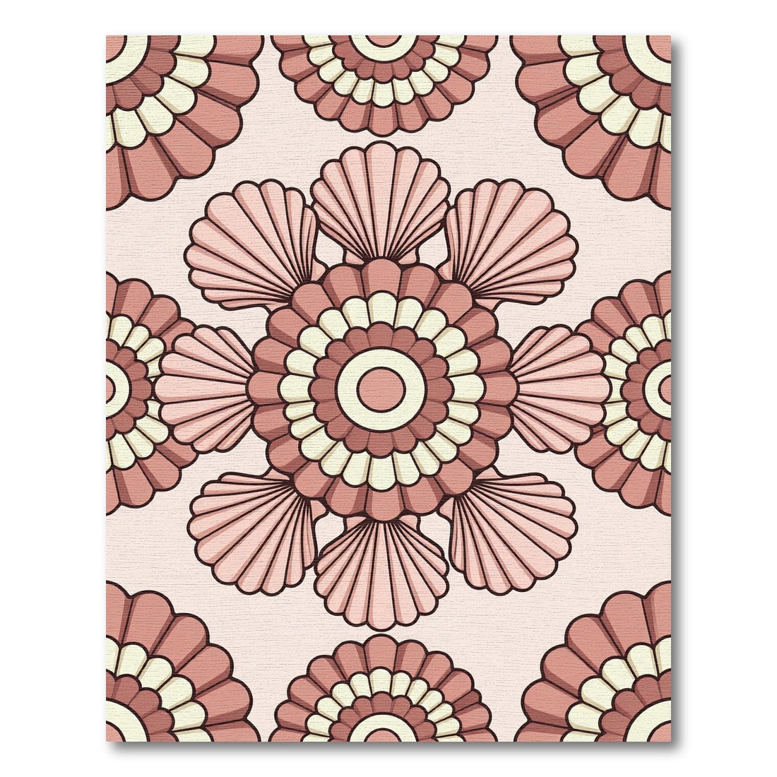Blush Pink Scalloped Shell Medallion Rug