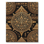 Gold Sun Stone Pyramid Motif Rug