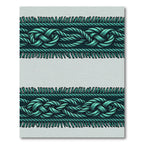 Teal Nautical Rope Border Fringe Rug
