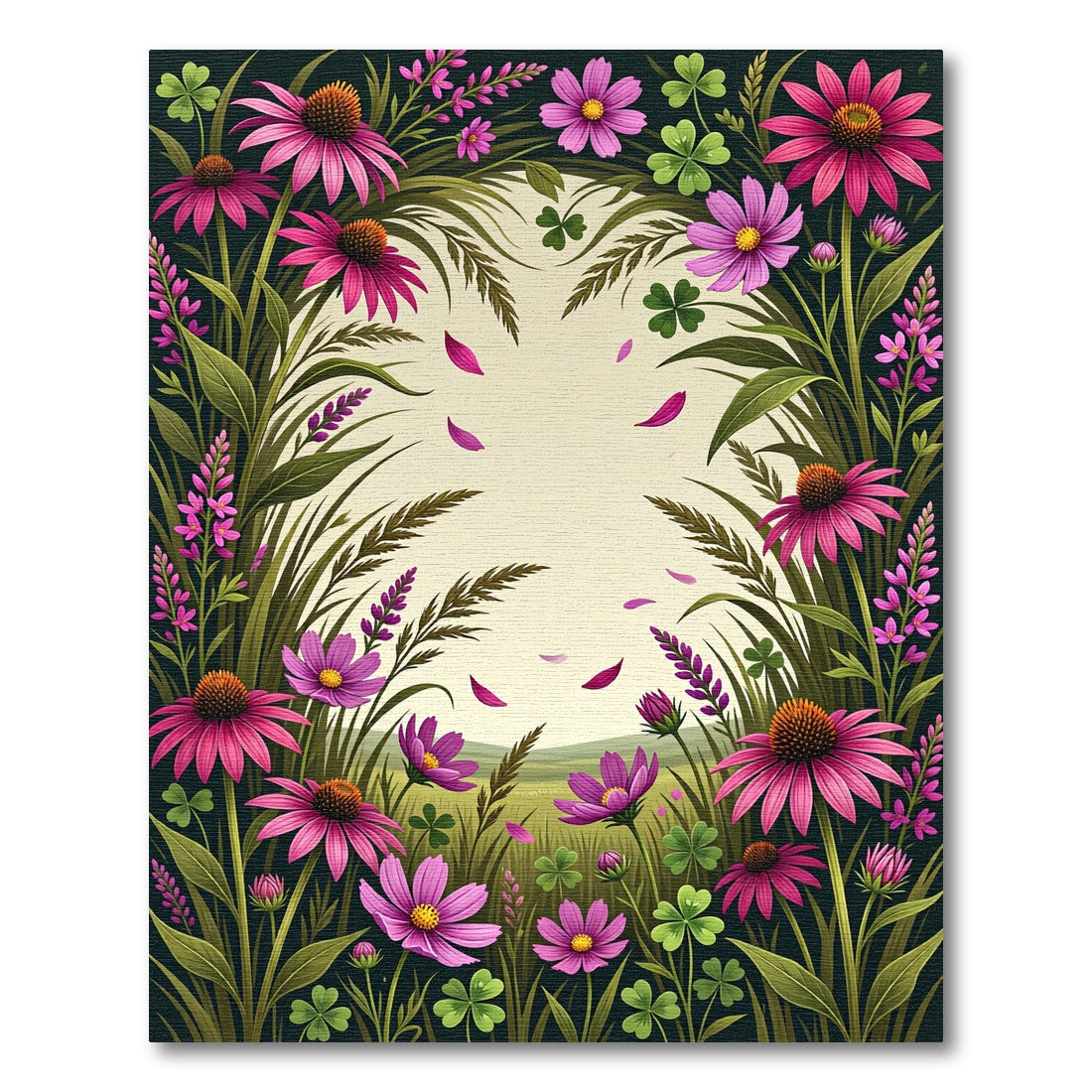 Vibrant Pink Purple Wildflower Meadow Rug