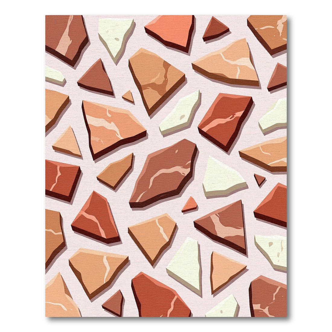 Terracotta Stone Fragment Collage Rug