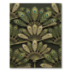 Golden Green Feathered Fan Assemblage Rug