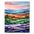 Watercolor Mountain Sunset Landscape Rug