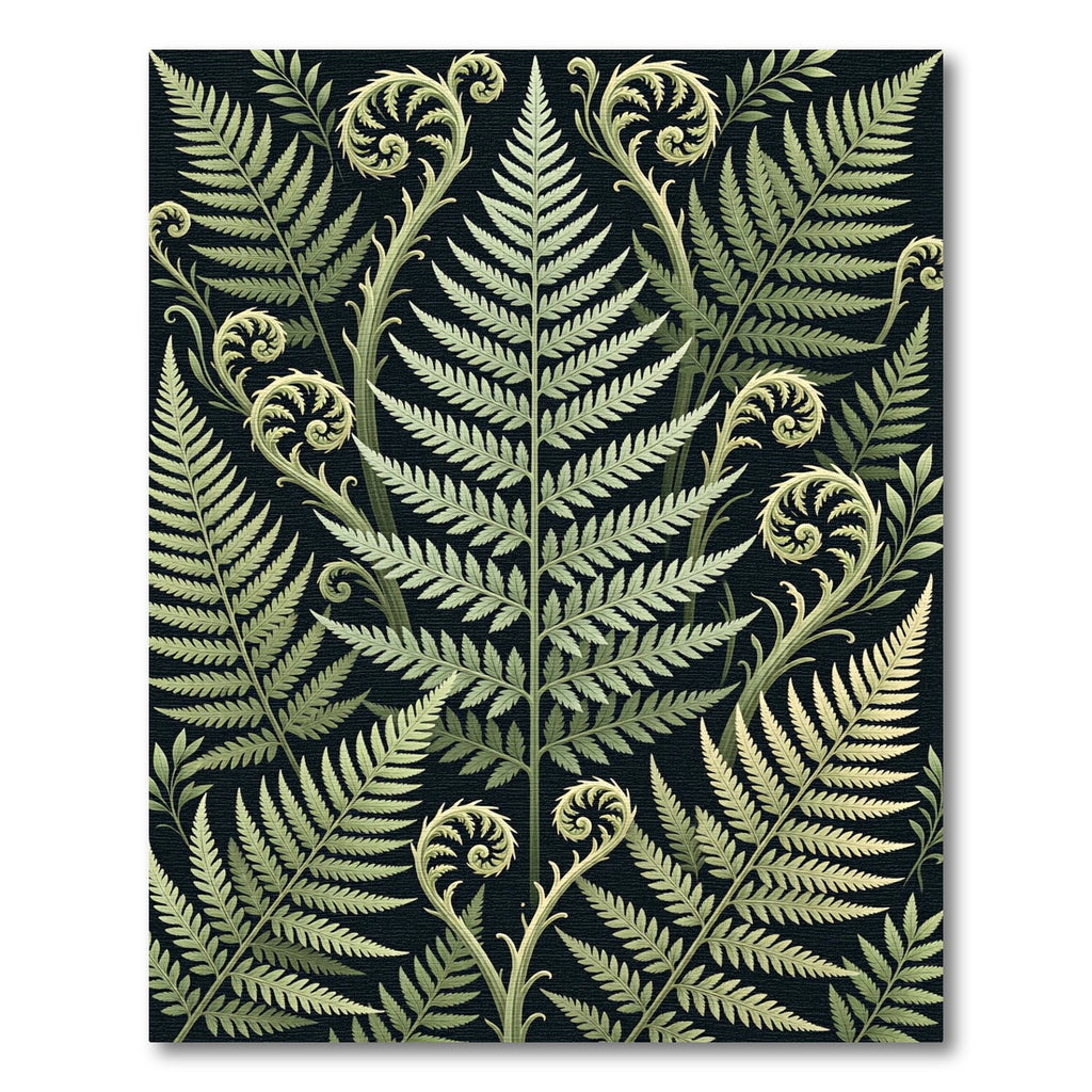 Botanical Fern Leaf Emerald Scroll Rug
